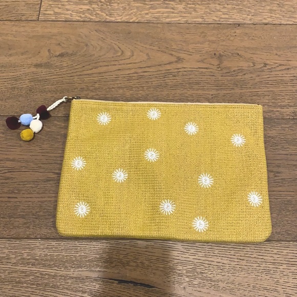 Madewell Yellow Sun Pouch Clutch with Pom Pom NWT - Picture 2 of 7